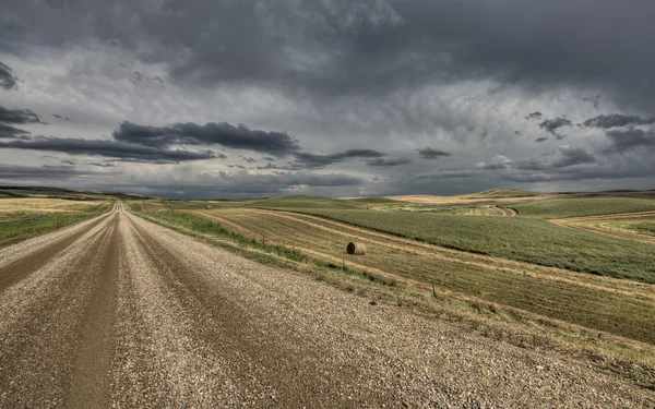 stock image Prairie Road Storm Clouds