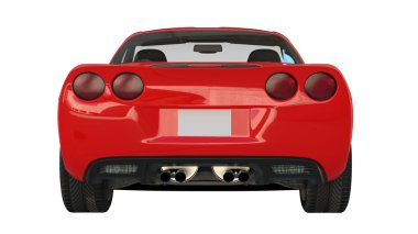 Rear view of a red american sportscar clipart