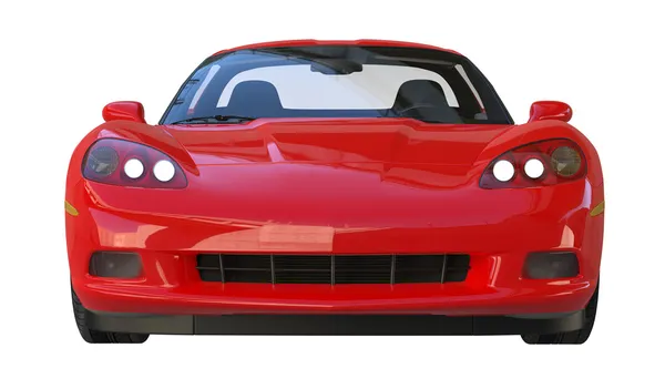 Vista frontal de um sportscar americano vermelho — Fotografia de Stock