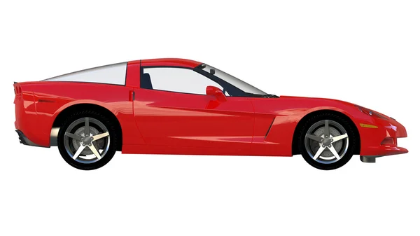 赤いアメリカ スポーツカーの側面図 — ストック写真