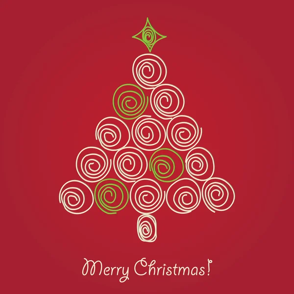 Красивая рождественская елка с завитым перо, векторная иллюстрация — стоковый вектор
