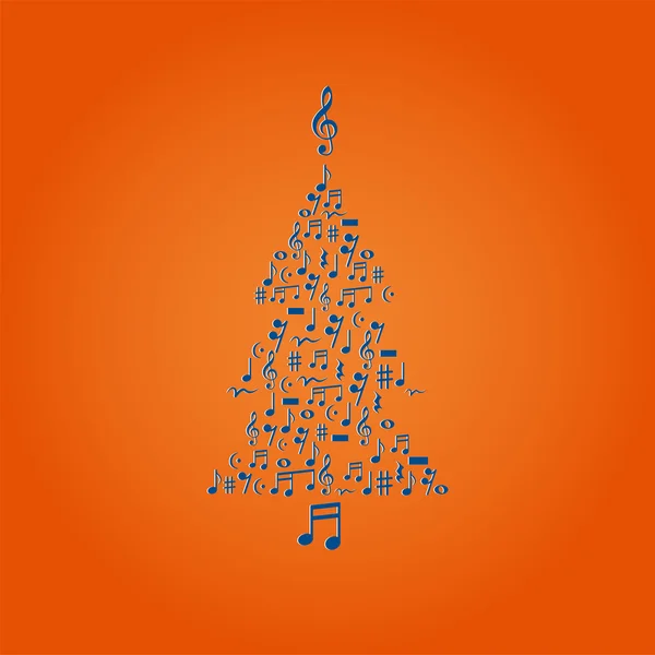 Ilustração vetorial de árvore de Natal bonito feito de notas — Vetor de Stock