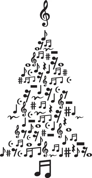 Ilustración vectorial de lindo árbol de Navidad hecho de notas — Archivo Imágenes Vectoriales