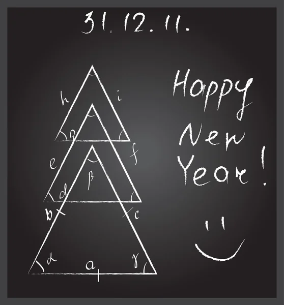 Arbre de Noël en triangles, tableau noir de l'école — Image vectorielle
