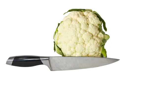 Cauliflower and Knife — Stock Photo, Image