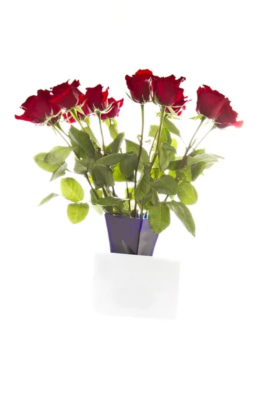 Romantik kart ve çiçekler — Stok fotoğraf