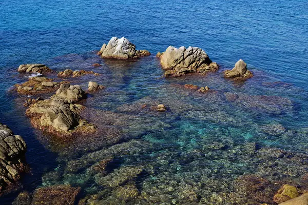 Kövek és sziklák, tenger szélén — Stock Fotó