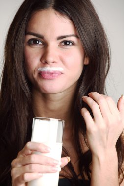 Woman drink yogurt clipart