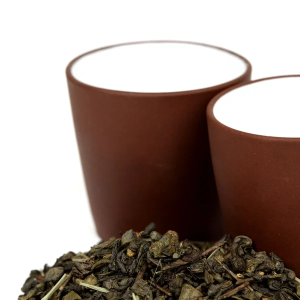 Zelený čaj šálek izolované — Stock fotografie