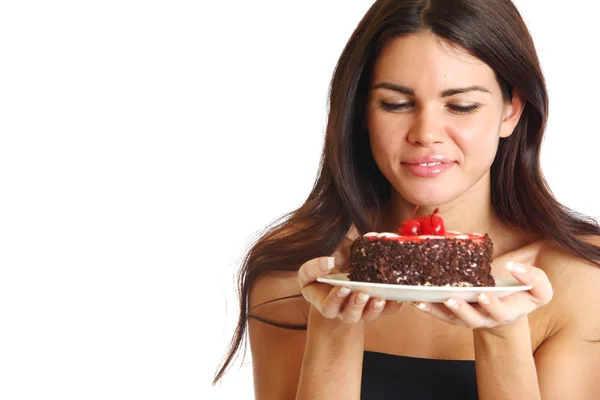 Woman and cake — Stock Photo, Image