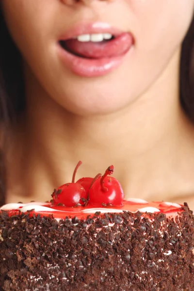 女性とケーキ — ストック写真