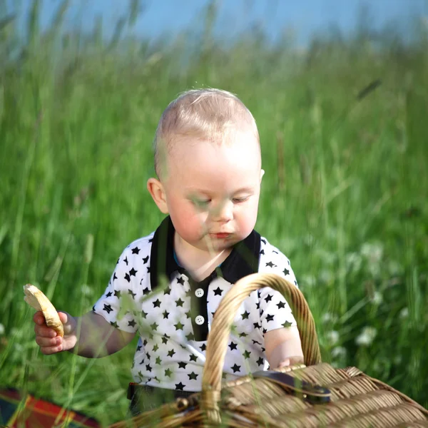 Chlapec na piknik — Stock fotografie