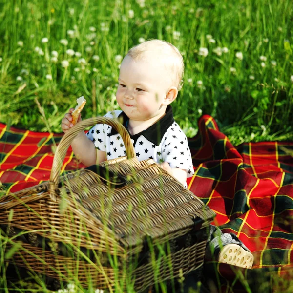 Ragazzo su picnic — Foto Stock