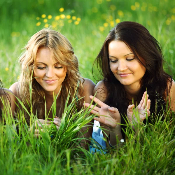 Ženy trávy zábava — Stock fotografie
