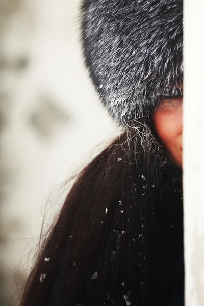 여자 털 모자 — 스톡 사진