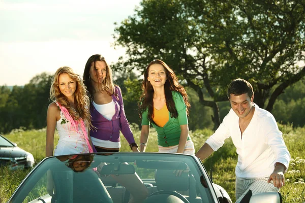 Friends in car — Stock Photo, Image