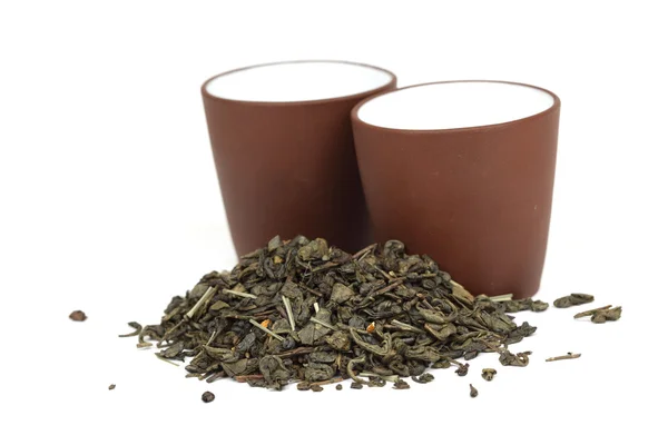 Зеленая чашка чая изолированы — стоковое фото