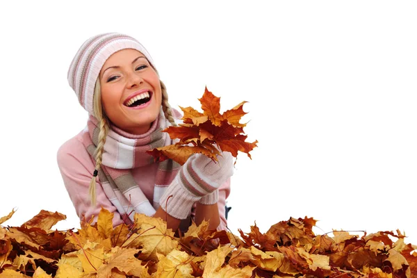 Autumn woman in studio — Stock Photo, Image