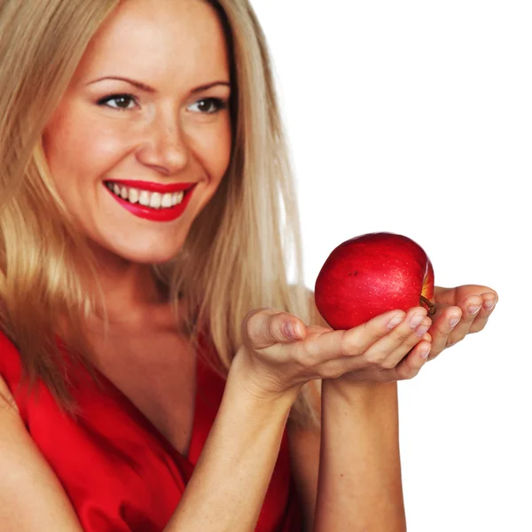 女人和红苹果 — 图库照片