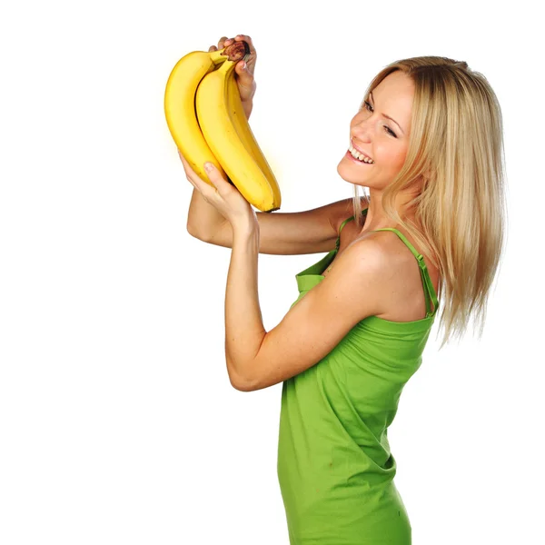 Frau und Bananen — Stockfoto