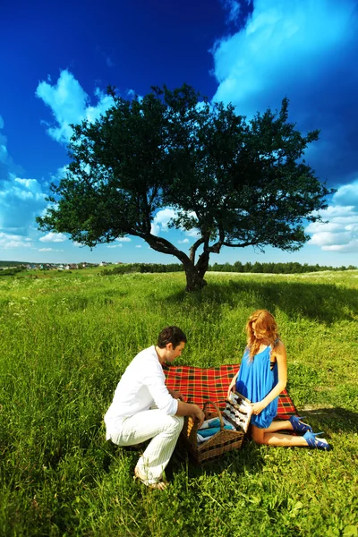 Liebhaber beim Picknick — Stockfoto