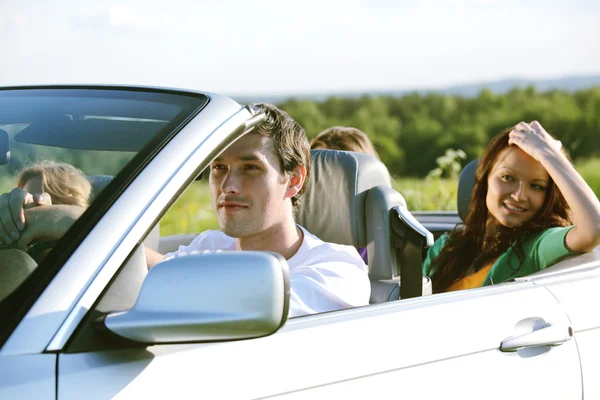 Friends trip in cabriolet — Stock Photo, Image