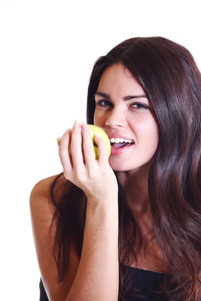 З'їсти яблуко — стокове фото
