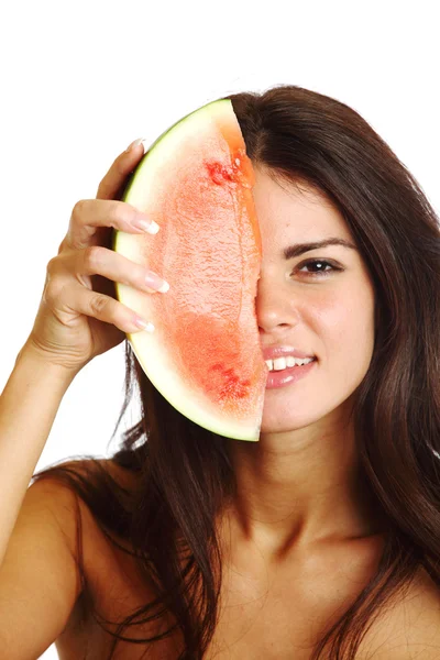Äta vattenmelon — Stockfoto