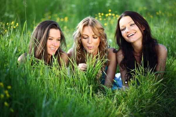 Kobiety trawa zabawa — Zdjęcie stockowe