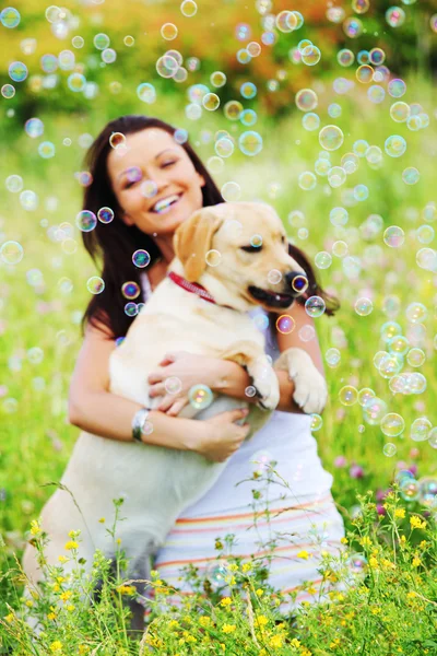Woman and dog Royalty Free Stock Photos