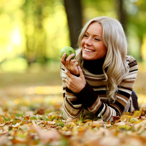 stock image Woman with green apple