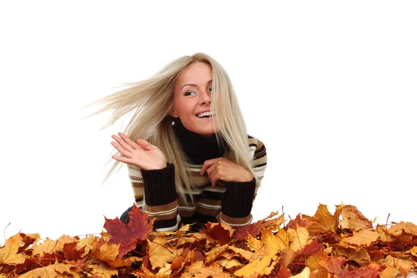 Autumn woman in studio — Stock Photo, Image