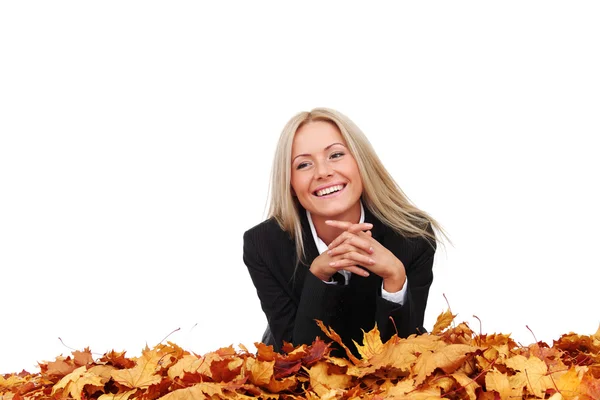 Höstens affärskvinna i studio — Stockfoto