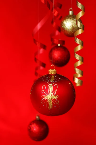 빨간색 크리스마스 볼 — 스톡 사진
