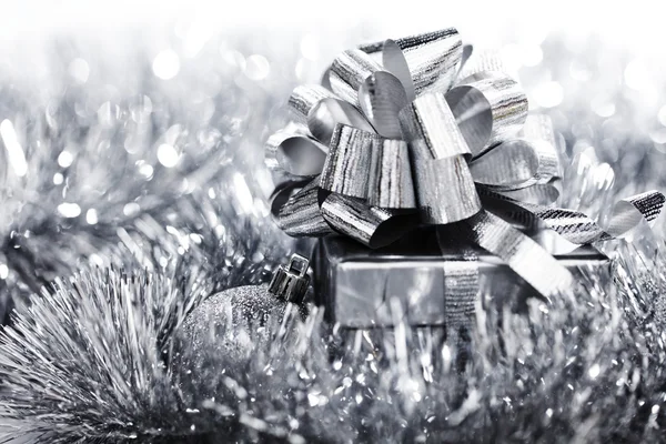 Zilveren kerstkaart — Stockfoto