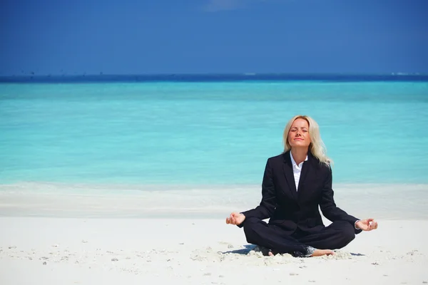 Yoga business woman — Stock Photo, Image