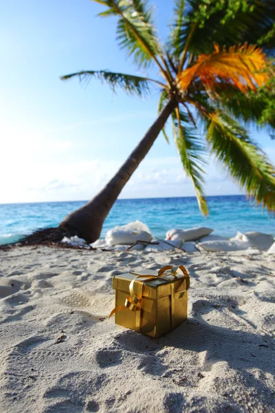 Golden gift on ocean beach — Stock Photo, Image