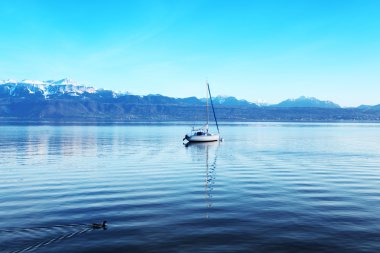 Yacht on lake geneva clipart