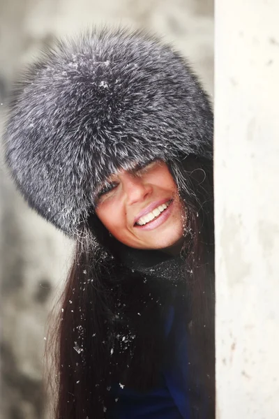 Κορίτσι γούνα, καπέλο — Φωτογραφία Αρχείου