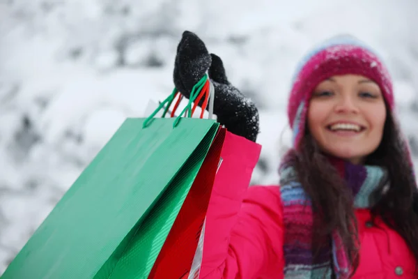 Zima: zakupy — Zdjęcie stockowe