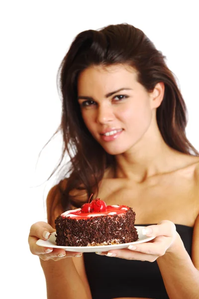 Жінка і торт — стокове фото