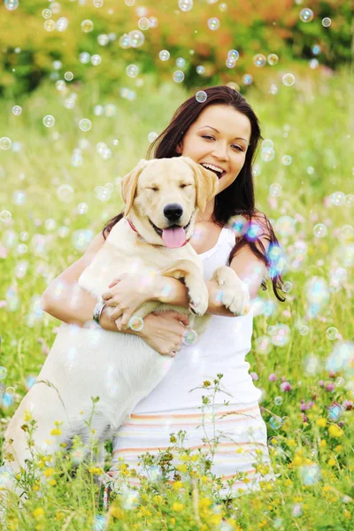 Woman and dog Royalty Free Stock Images