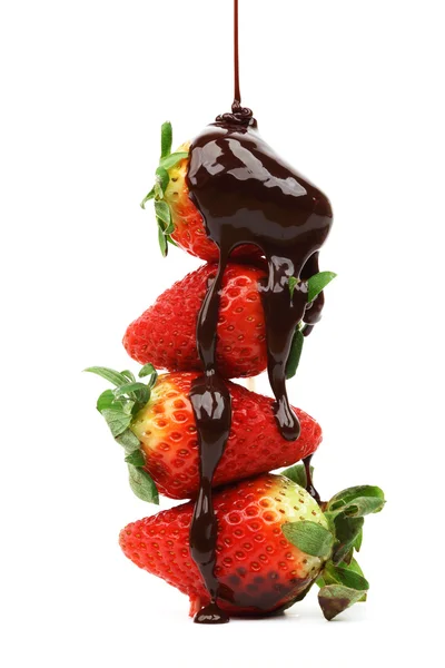 チョコレートいちごのスタック — ストック写真