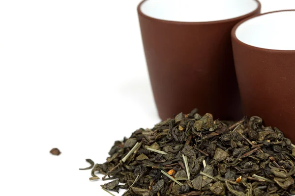 Zelený čaj šálek izolované — Stock fotografie