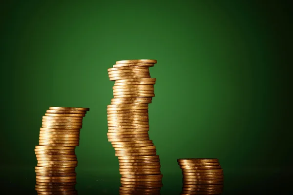 Coins on green — Stock Photo, Image