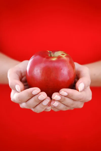Elma kadının ellerinde — Stok fotoğraf