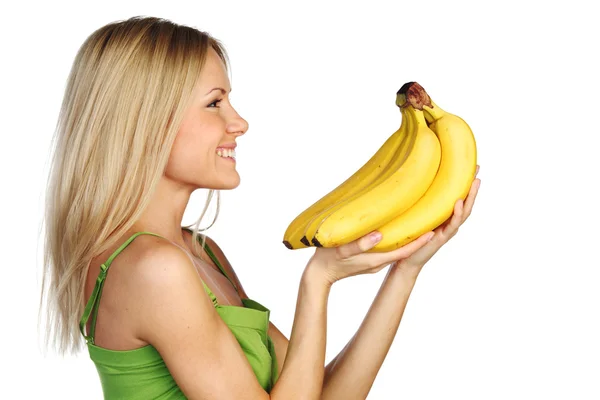 여자와 바나나 — 스톡 사진