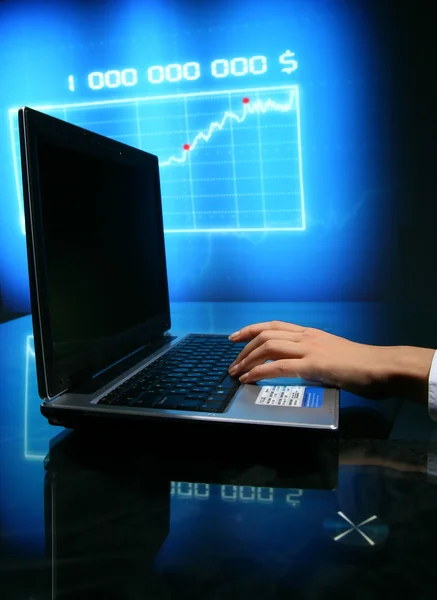Laptop finance work — Stock Photo, Image