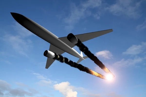 stock image Airplane on fire