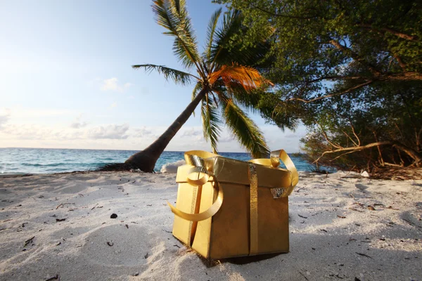Golden gift on ocean beach — Stock Photo, Image